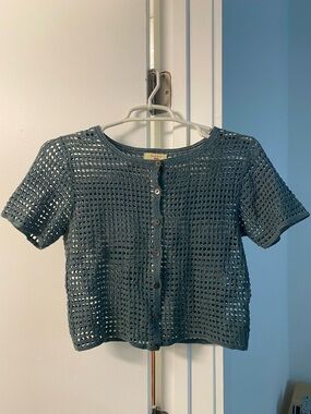 Open-Knit Button-Front Women's Sweater Cardigan - Green